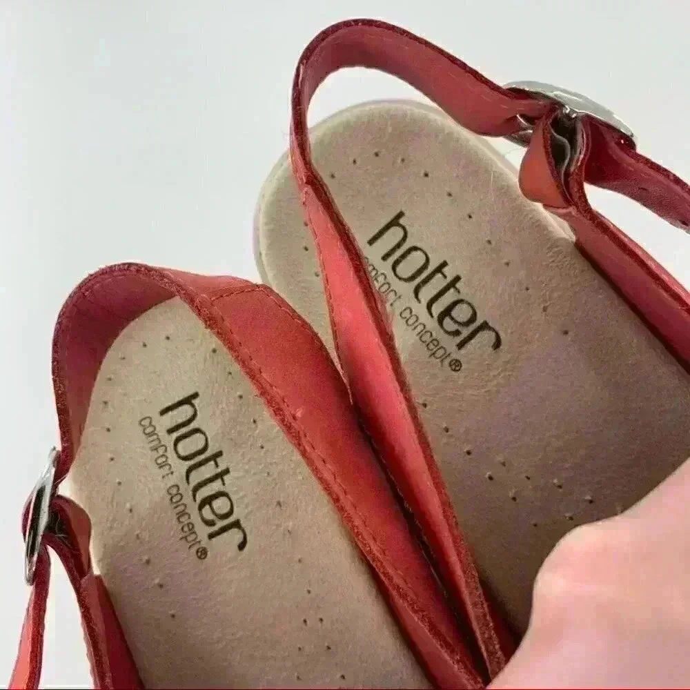 Hotter womens sandals size 8 39 red nubuck sticky strap walking Grannycore